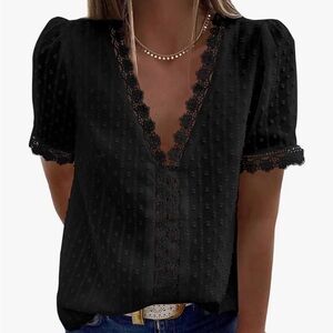 Chic Black Lace Detail Blouse